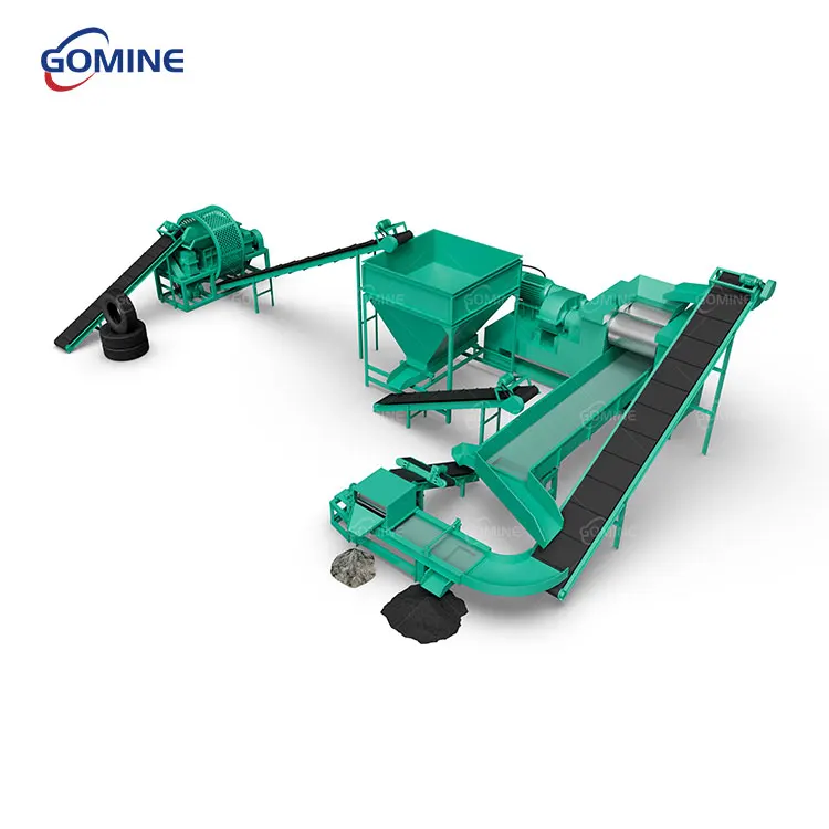 Old Tire Recycling Machine Two Shaft Shredder Crushing Powder Grinding Tire Rubber Granulator