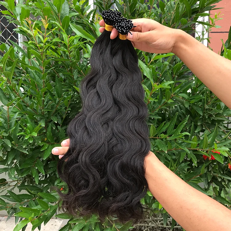 100% Remy Hair Natural Wavy Raw Indian I Tip Micro Link Hair Extension for Black Women with Natural Wave Style