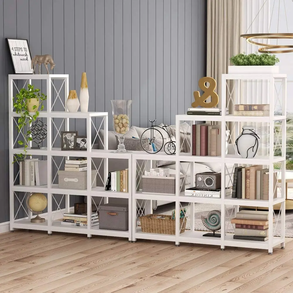 Modern Style Industrial Corner Bookshelf 9 Cubes Wooden Bookcase Display Shelf Storage Organizer for Home Office