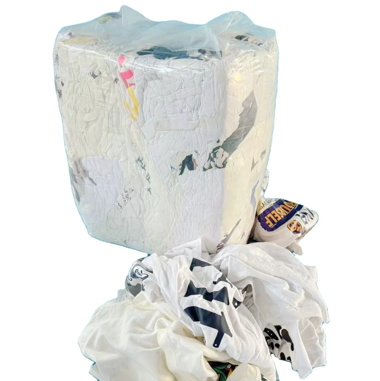 White Print T-shirt Recycled Textile Material Mills Waste Rags Fabric Textile Cotton Wiping Cleaning Rags