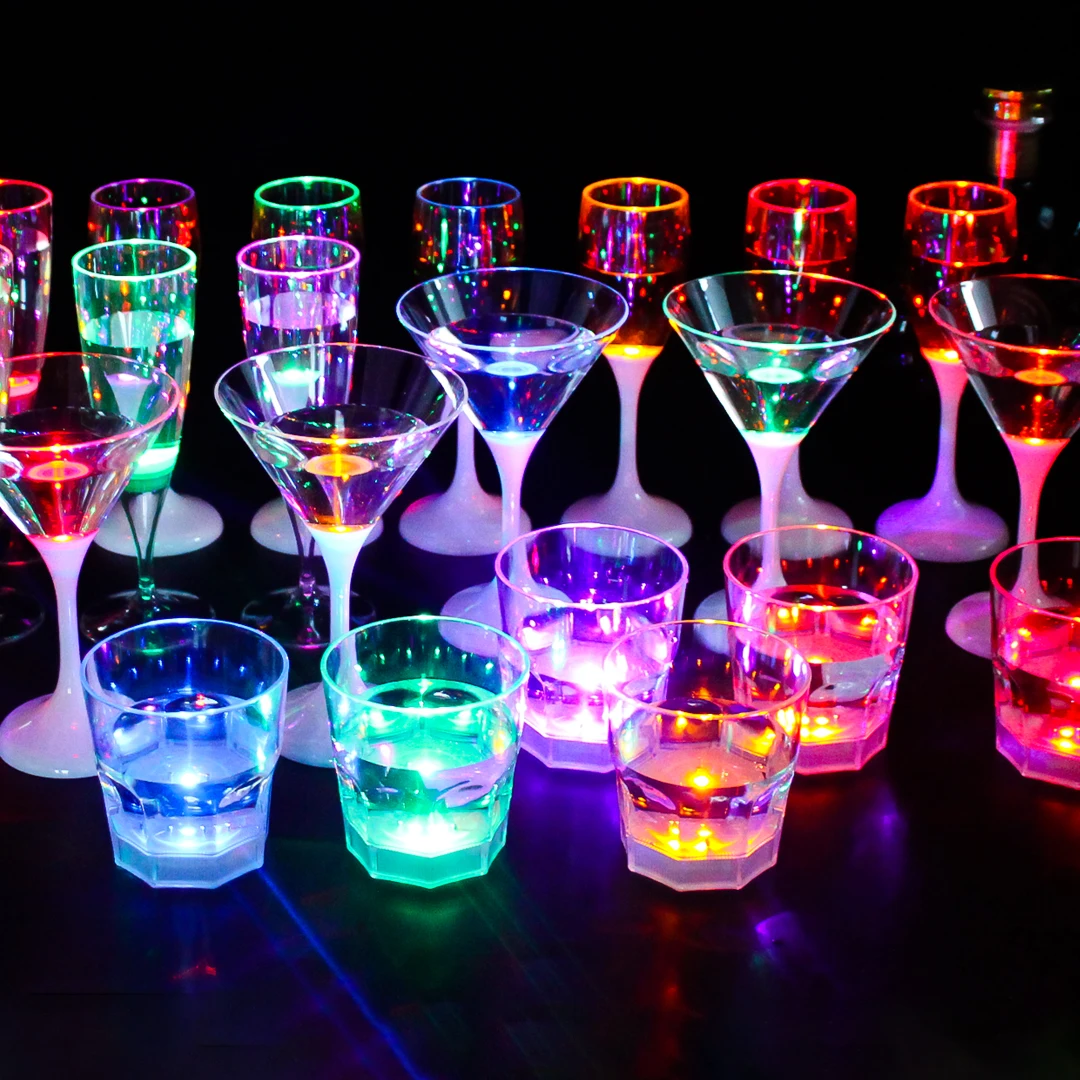 Promotion party glow drinking champagne cocktail cup liquid sensor led glass for bar