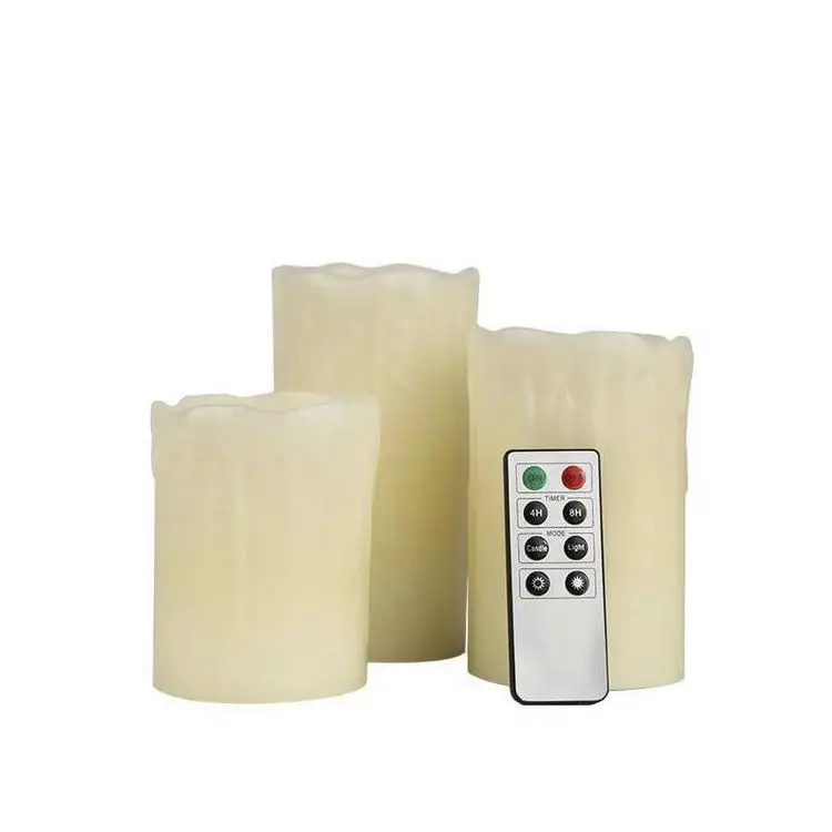 Personalized Good Quality Aromatic Ivory Pillar Color Change Flameless Led Wax Xmas candles with CE ROHS