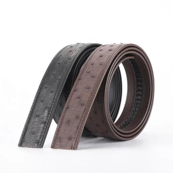Wholesale ostrich genuine leather belts mens luxury belt with buckle