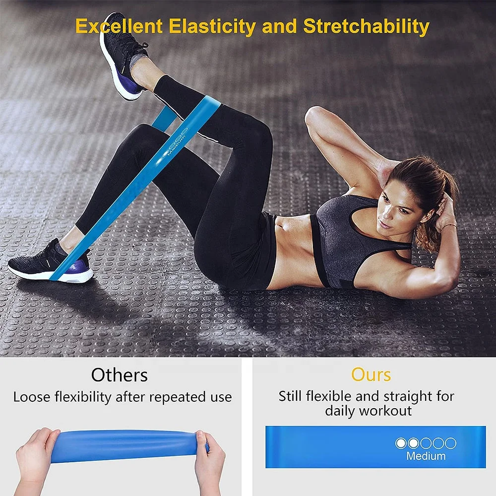 Custom Logo Mini Loop Fitness Bands Set Elastic Latex Resistance Training Equipment Home Gym Workout Yoga Exercise Rubber