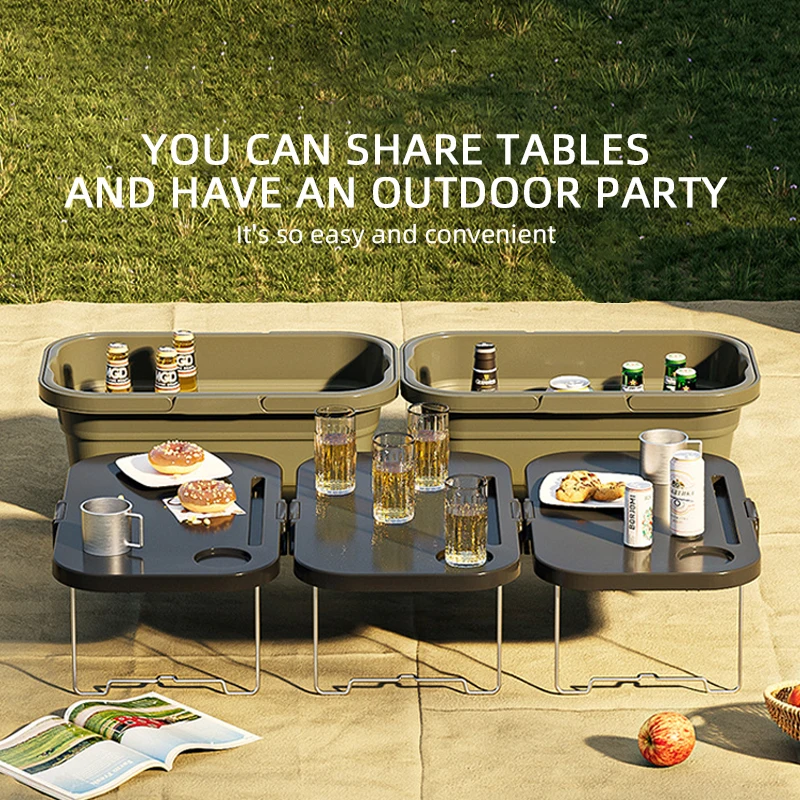 Personalized Outdoor Camping Hiking Portable Folding Picnic Basket with Table Lid Collapsible Storage Basket