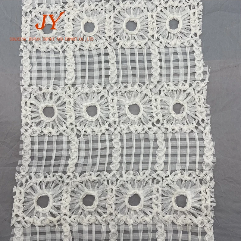Лидер продаж, Круглая Белая гипюровая лента, шифоновый шнур, кружевная ткань Дубай