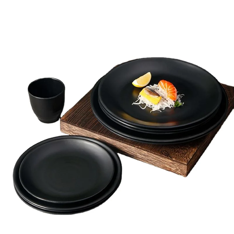 Меламиновая черная круглая пластина