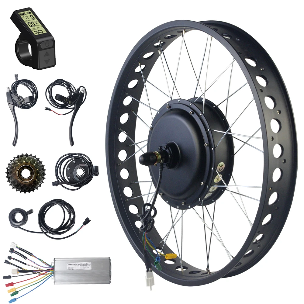 72V 3000W электрический велосипед Conversion Kit сзади повернуть 20 дюймов горный 26 колеса бесщеточный вентилятор постоянного тока Бесщеточный Non-Gear для толстыми покрышками снежной погоды фара электровелосипеда в комплект
