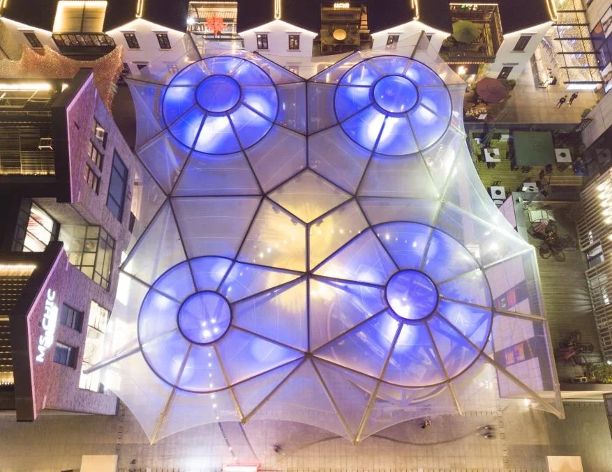 ETFE Stadium Roof Tensioned Membrane Structure Tent Stadium Shade Tent Membrane Structure PVDF PTFE Sale Cover Cross Steel Frame