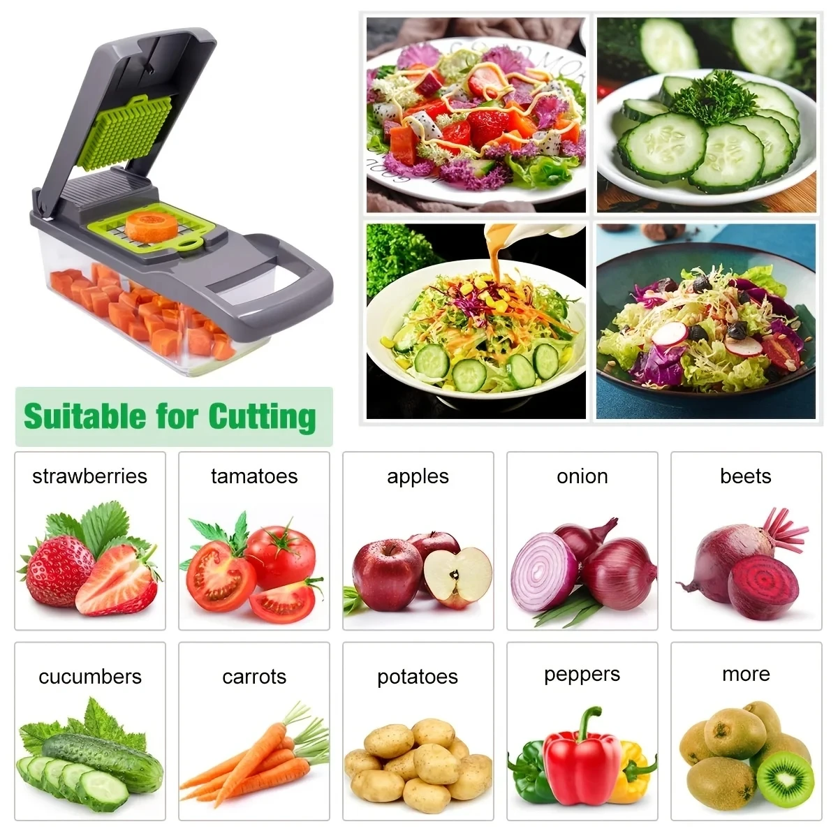 16 In 1 Vegetable Fruit Chopper Cutter Kitchen Food Onion Veggie Dicer Slicer Mandolin