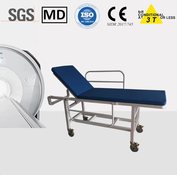 MRI compatible stretcher trolley/ MR conditional to 1.5T and 3.0T MR system/ aluminium alloy material