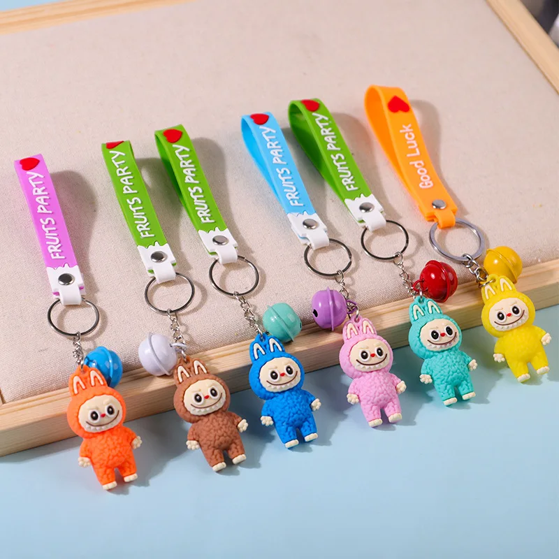 Лабубу маленький брелок в виде овечки Милая мультяшная кукла кулон из резинового пластика аниме Игрушки для маленьких подарков оптом