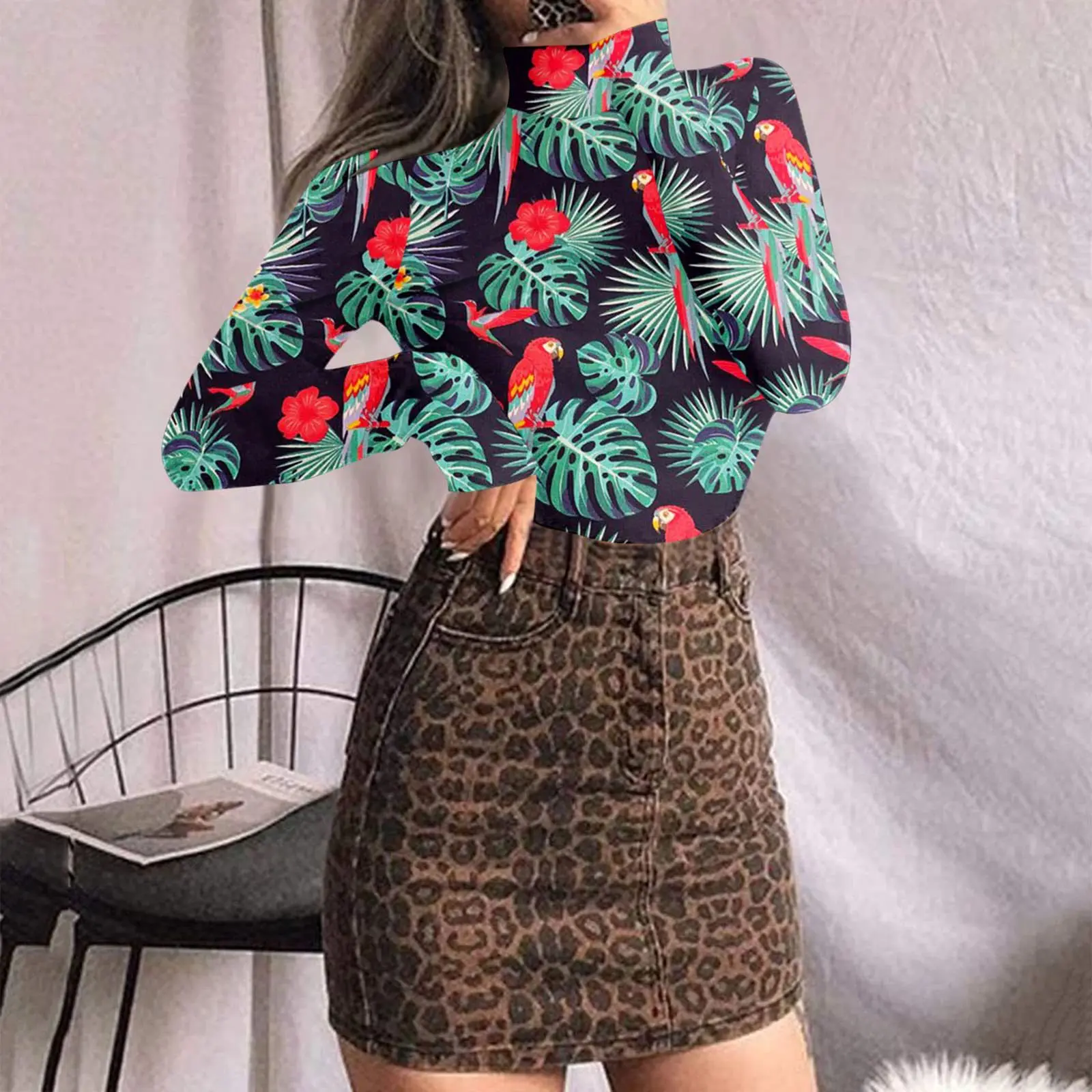 Liu Ming Cheap Wholesale Women Casual Print Bodysuit Long Sleeve Rompers Tops Body Skinny Rompers Playsuits Jumpsuit