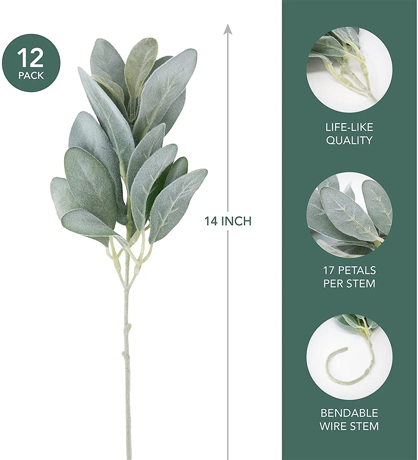 Faux Lambs Ear Stems Greenery For Wreath Making