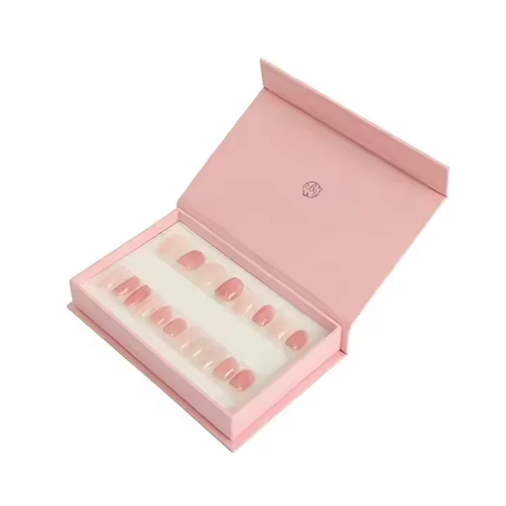 Recyclable Luxury Paper Empty Gel Nail Care Bottle Packaging Press On Nail Magnetic Grey Gift Boxes Wholesale