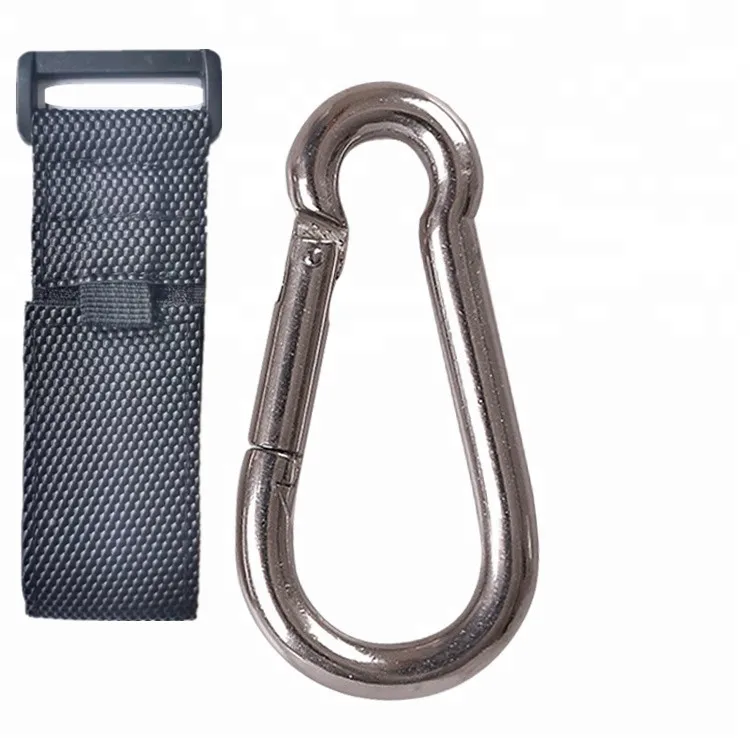 Portable low price carabiner wholesale U shape hook keychain with magic strap load weight 40kg climbing carabiner