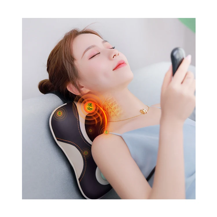 YOUMAY Mini Portable Shiatsu Inflatable Neck Massager Pillow With Heating Function For Travel, Office