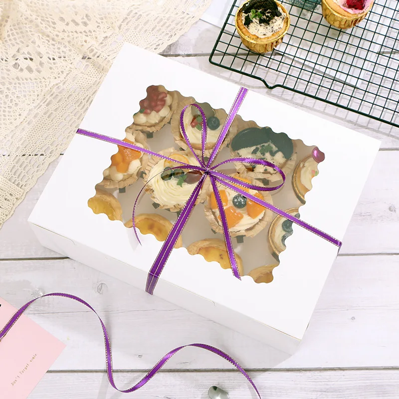 Wholesale Food Box Window White Marble Kraft Paper Take Away Bake 12PCS  Cupcake Box for Bakery