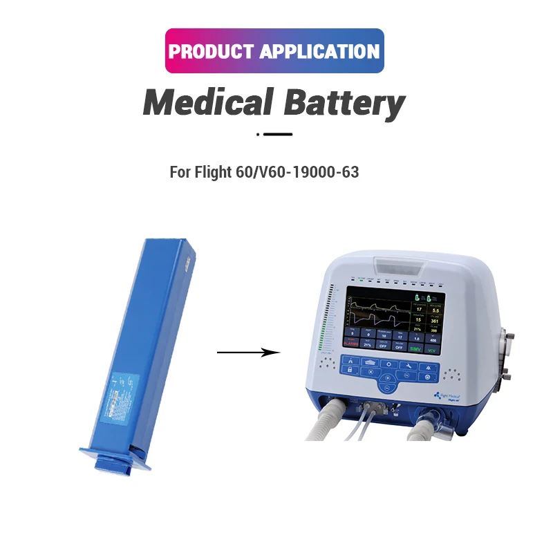 High Quality 14.8V 5200mAh V60-19000-63 Lithium-ion Rechargeable Battery Pack Smart Medical Batteries For Flight 60 Ventilators