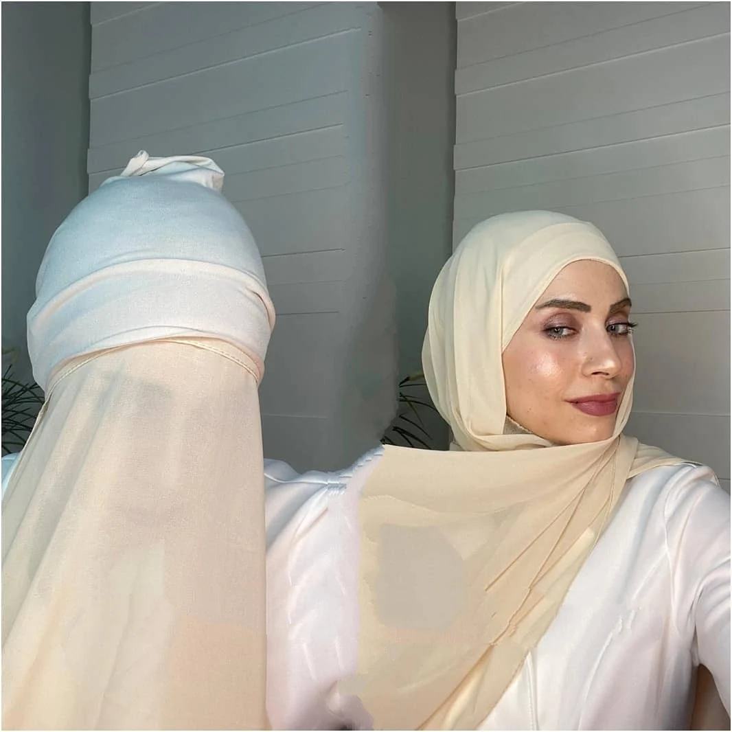 2022 new ready to wear under scarf muslim underscarf instant chiffon undercap hijabs with cap