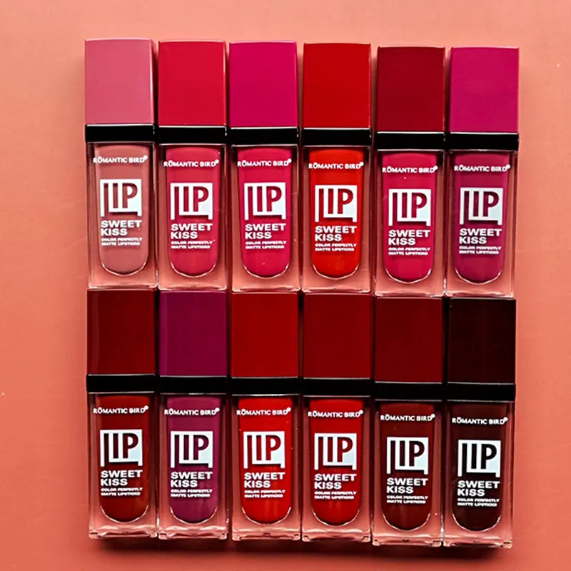 Romantic birdPrivate Label Makeup Vegan Cosmetic Waterproof Matte lip gloss long lasting Liquid matte no-stick lipstick