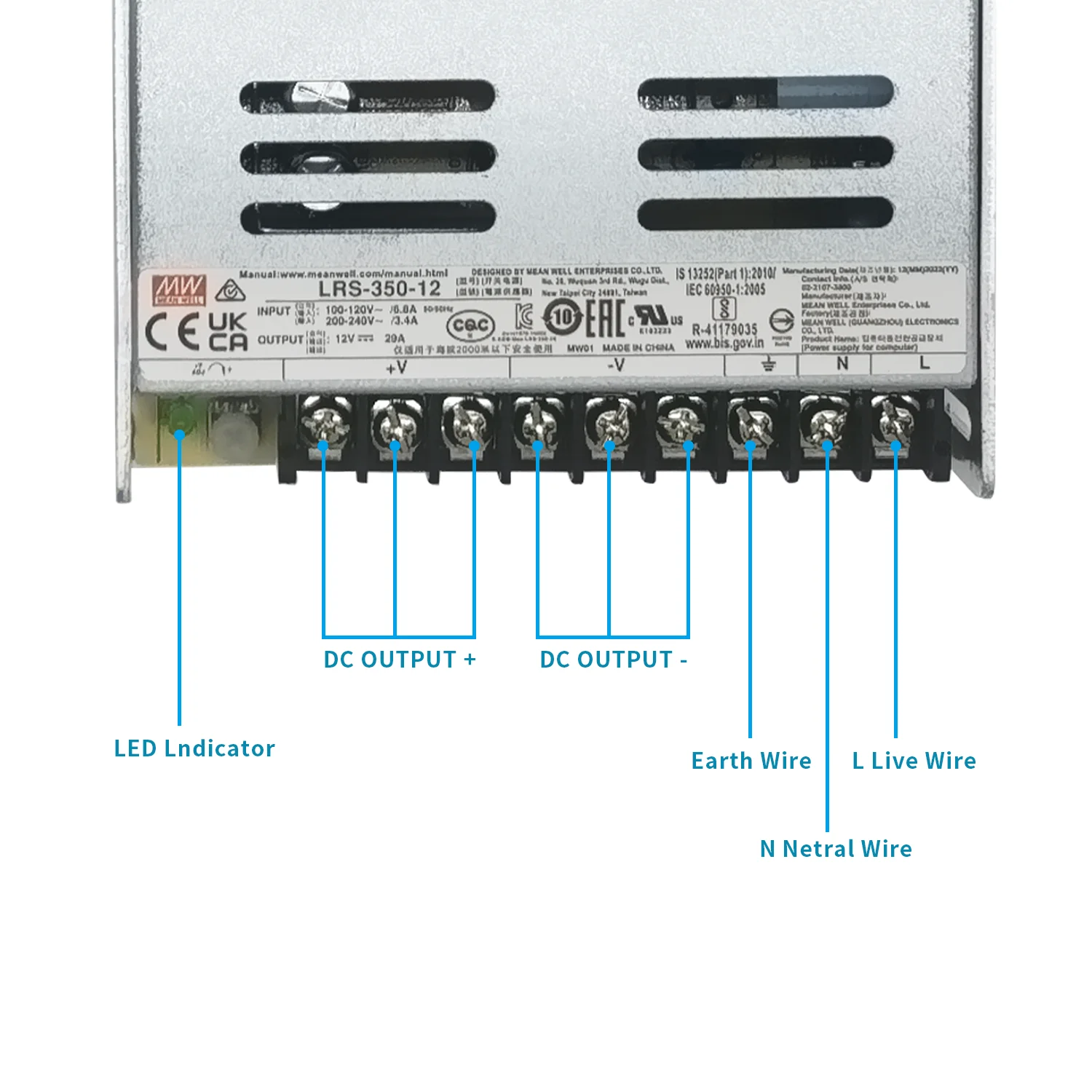 12v 24v dc smps постоянное напряжение наружный водонепроницаемый 3a 5a 10a 350w meanwell импульсный источник питания