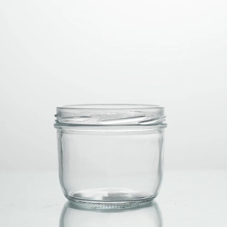 Empty 8oz Short Cylinder Jam Glass Caviar Jar with Lug Lid