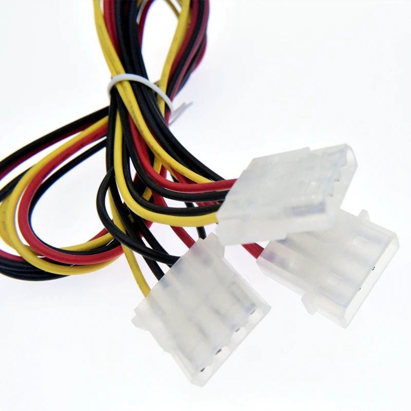 5.08 pitch Big 4pin male to 2 female IDE 1 by 2 Molex male to dual female power cable for cooling fan for PC