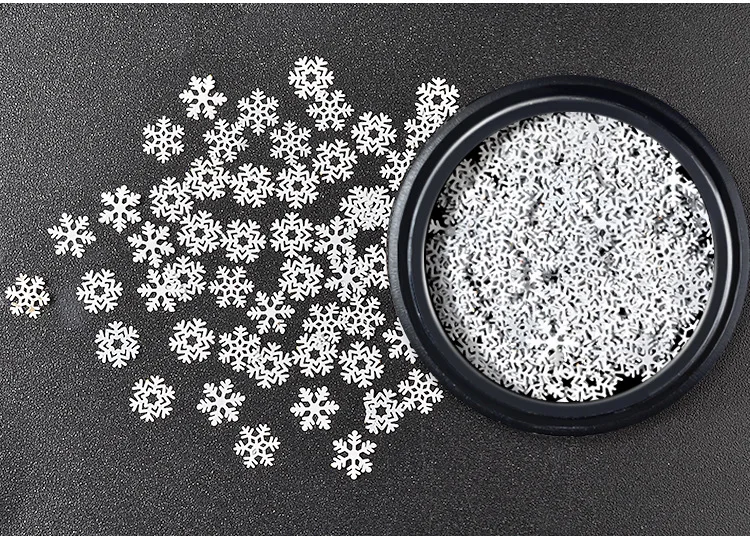 Wholesale 3 Design/Jar 3D Nail Christmas White Snowflake Sequins DIY For Nail Art Glitter Powder