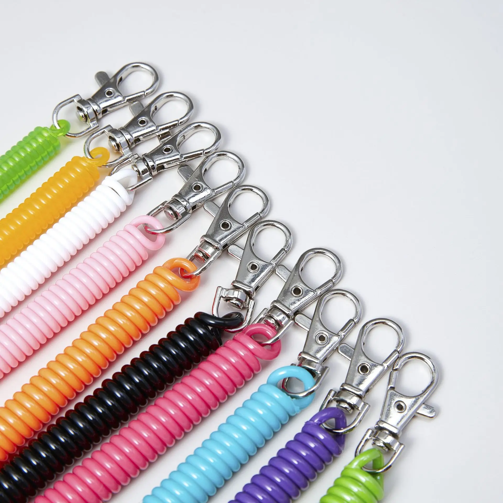 spiral spring coil keychain stretch cord key ring for keys wallet cellphone