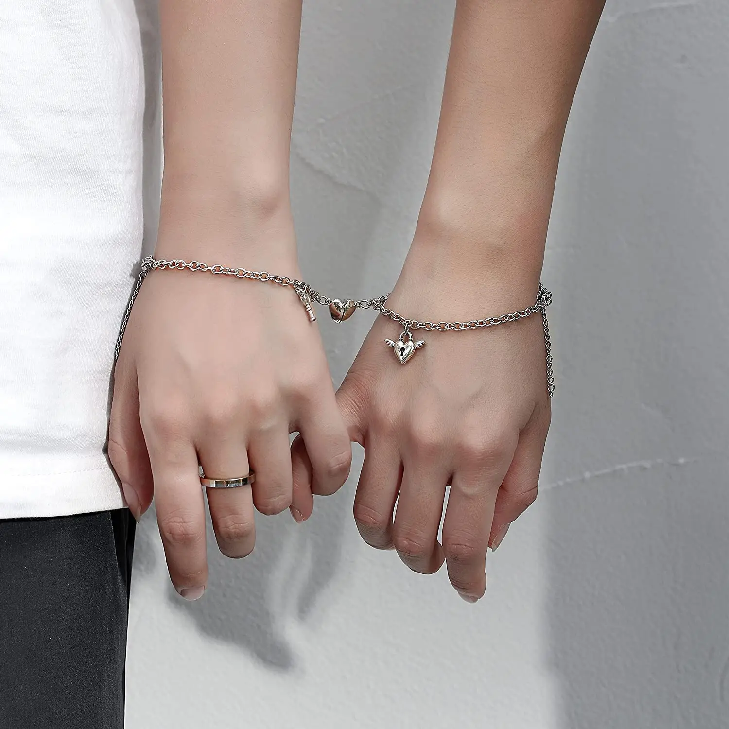 wholesale jewelry custom stainless steel magnetic chain couple magnet bracelet