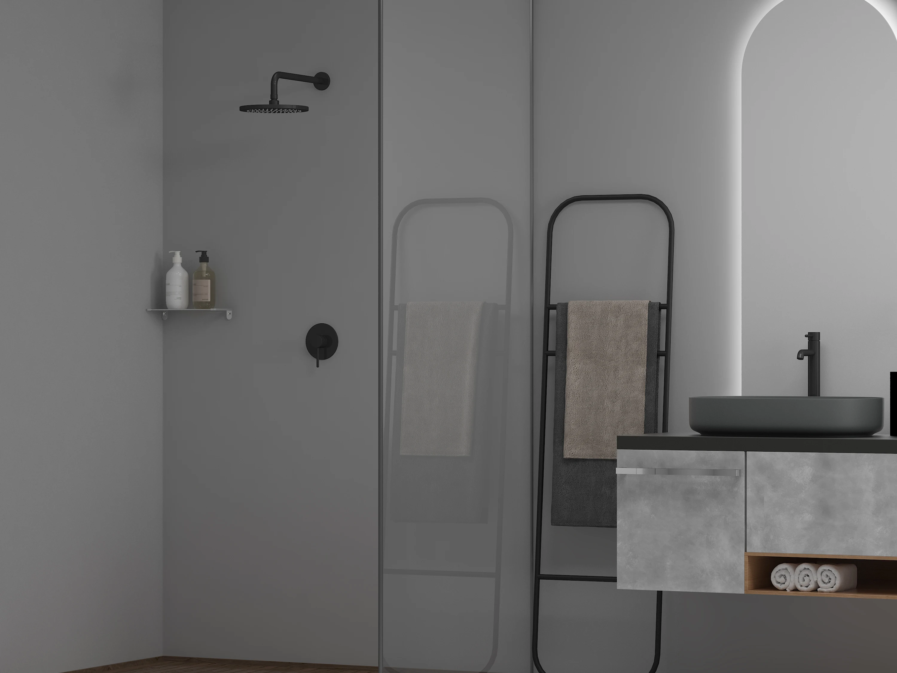 Rose Gold Concealed system bathtubs and showers luxury faucet hot and cold water 4 Ways bathroom solution