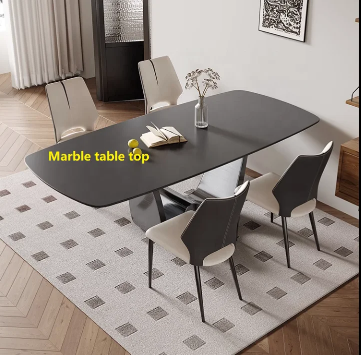 Dining Room Restaurant 6 Seater New Design Rectangle  Marble or Sintered Stone  Dining Table Set Dining Table With Chairs
