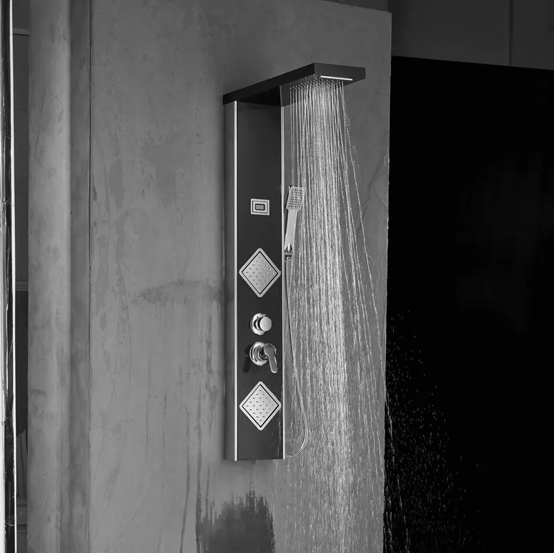 Wholesale Household Bath Top Shower Suit Split Wall-Mounted Four-Block Digital Display Rain Rain Shower Screen Shower Panel