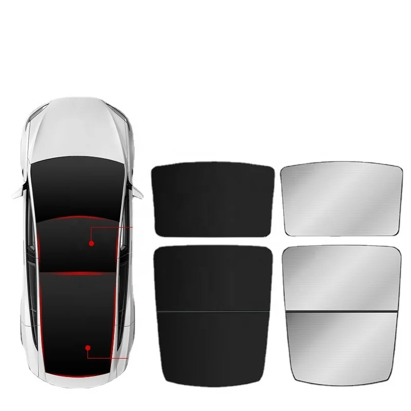 3pcs high-end Glass Roof Sunshade with Storage Bag, Foldable Sunroof Shade Heat Insulation Cover for 2021-2023 Tesla Model 3