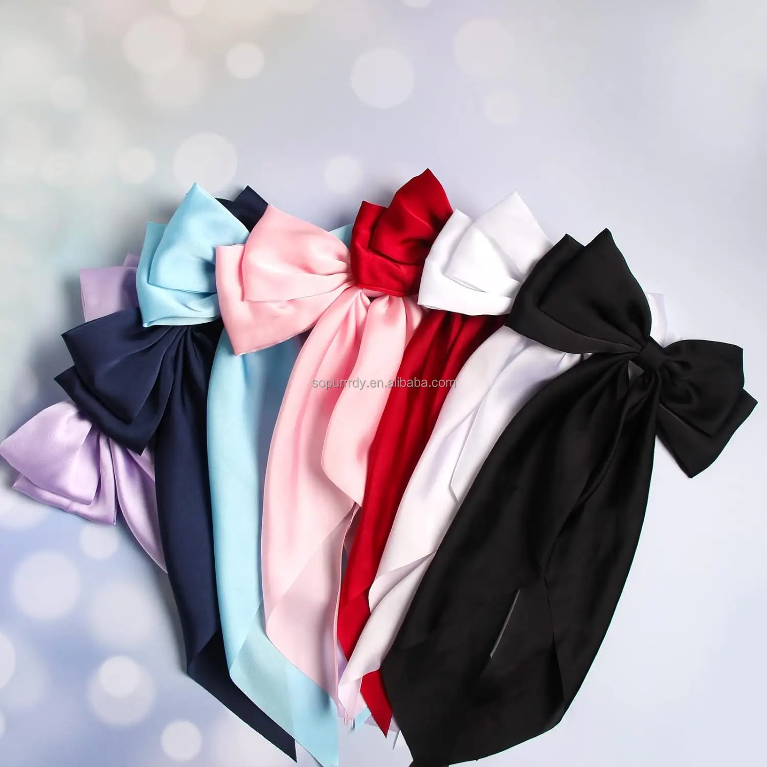Custom Logo Large Hair Bow for Women Big Bow Barrette Clips for Girls Hair Bows with Long Tail For Party Christmas Halloween