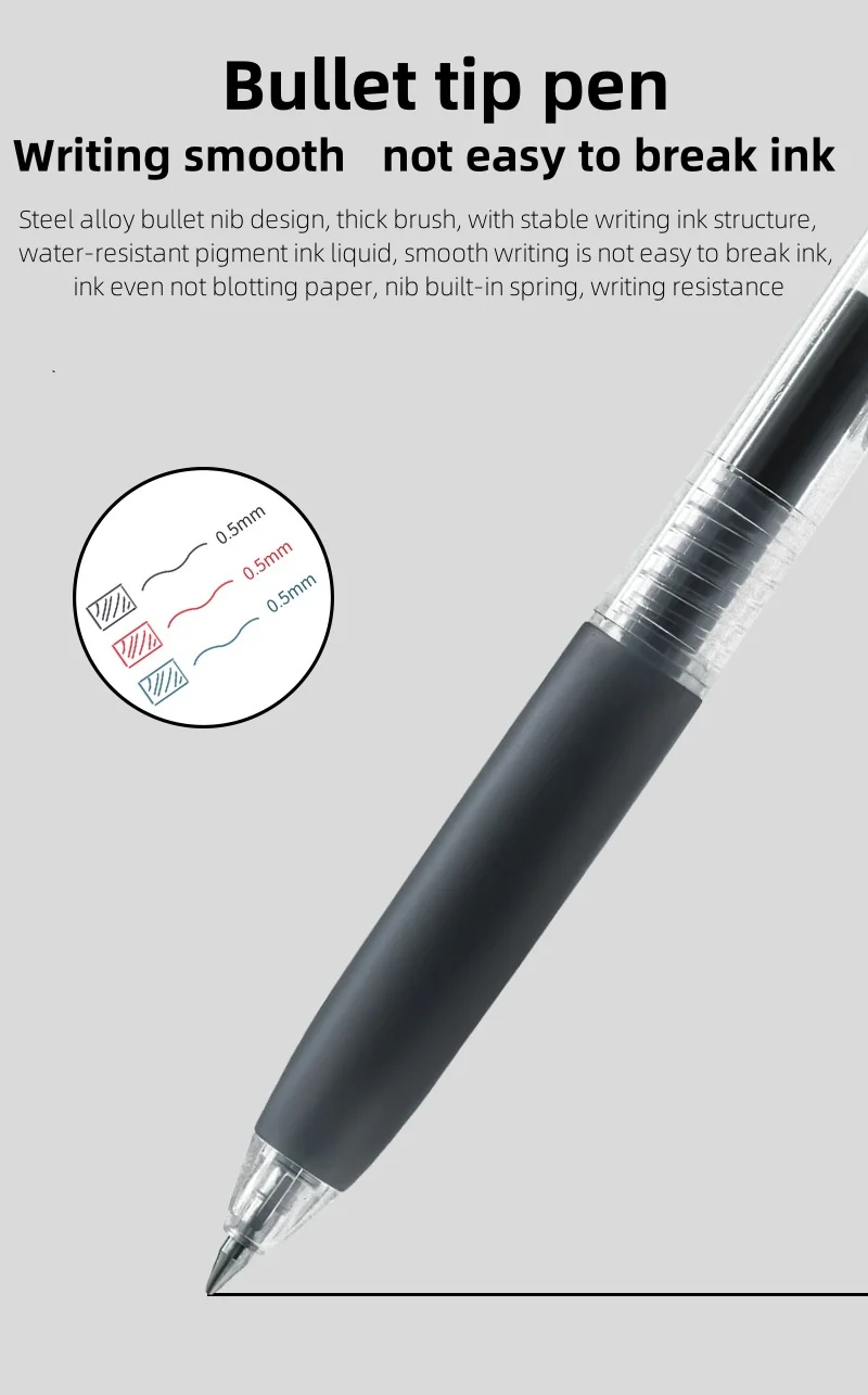 Student test Press pen Quick dry Signature pen Black Water-based 0.5 Press Gel pen