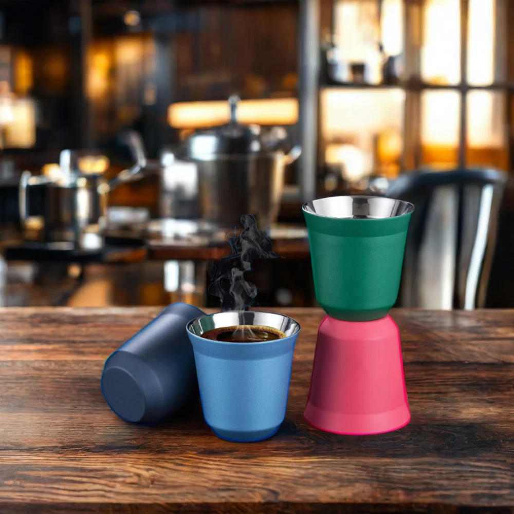 Espresso Cups Insulated Mugs Beer Eco-friendly Water Tea Bottle Double Wall Stainless Steel Small Size Gold Minimalist Party