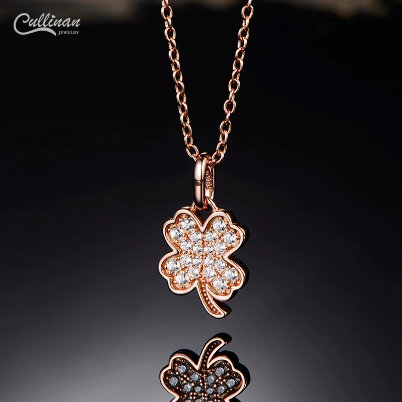 European And American Style Personality 925 Sterling Silver Lucky Four-leaf Clover Necklace Clavicle Chain For Women Girls