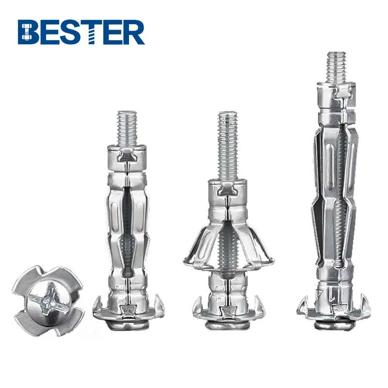 Stainless carbon steel cross recessed cavity m-type plasterboard hollow wall anchors for sale