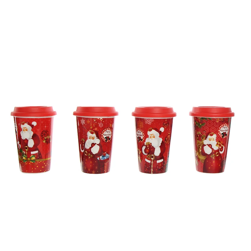2023 Red Christmas Santa Coffee Cup Christmas Ceramic Art Mug Drinking Mug with gift box
