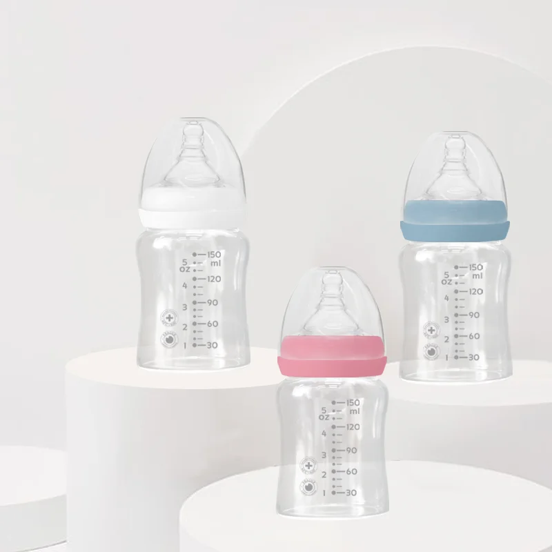 factory oem custom logo baby products BPA free Eco-friendly Newborn infant borosilicate glass baby feeding bottle