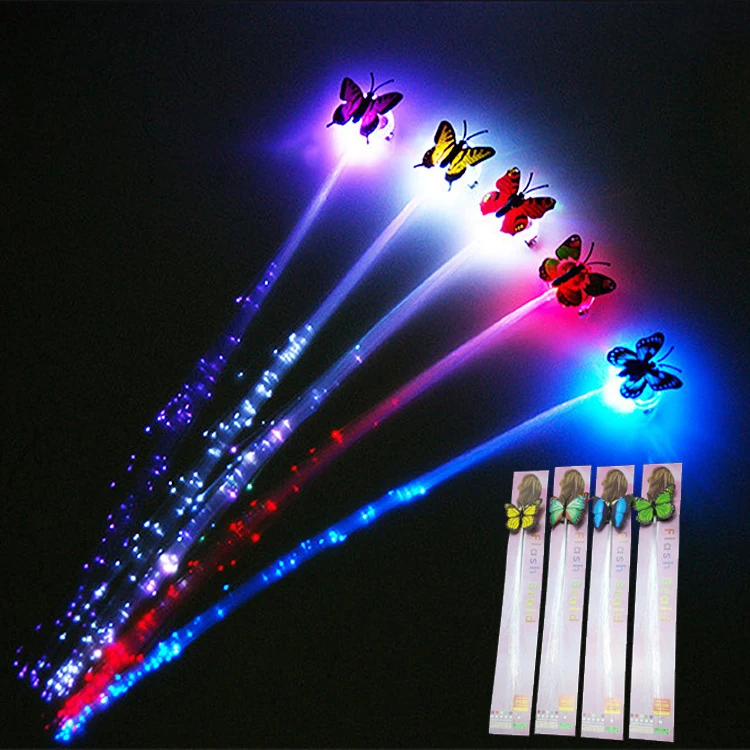 Wedding Birthday Gift Bar Supplies Light Up Fiber Optics Hair Clip Led Flashing Fiber Optic Hair Braid Barrettes Glowing