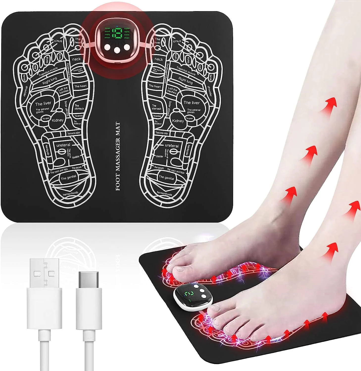Ems electric electromagnetic wave pulse reflexology foot and calf massager pedicure foot rest machine