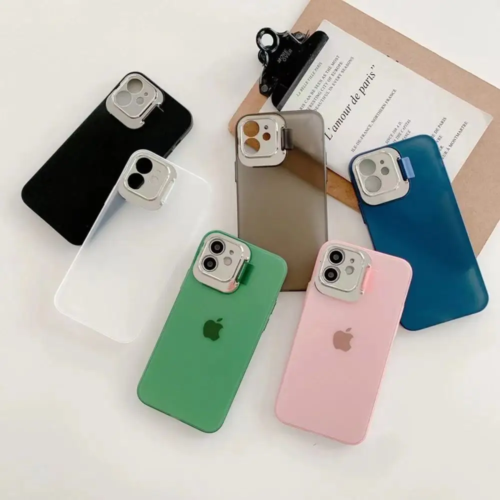 Luxury Solid color transparent bracket Soft TPU Phone case For iphone case 13 12 11 Pro Max