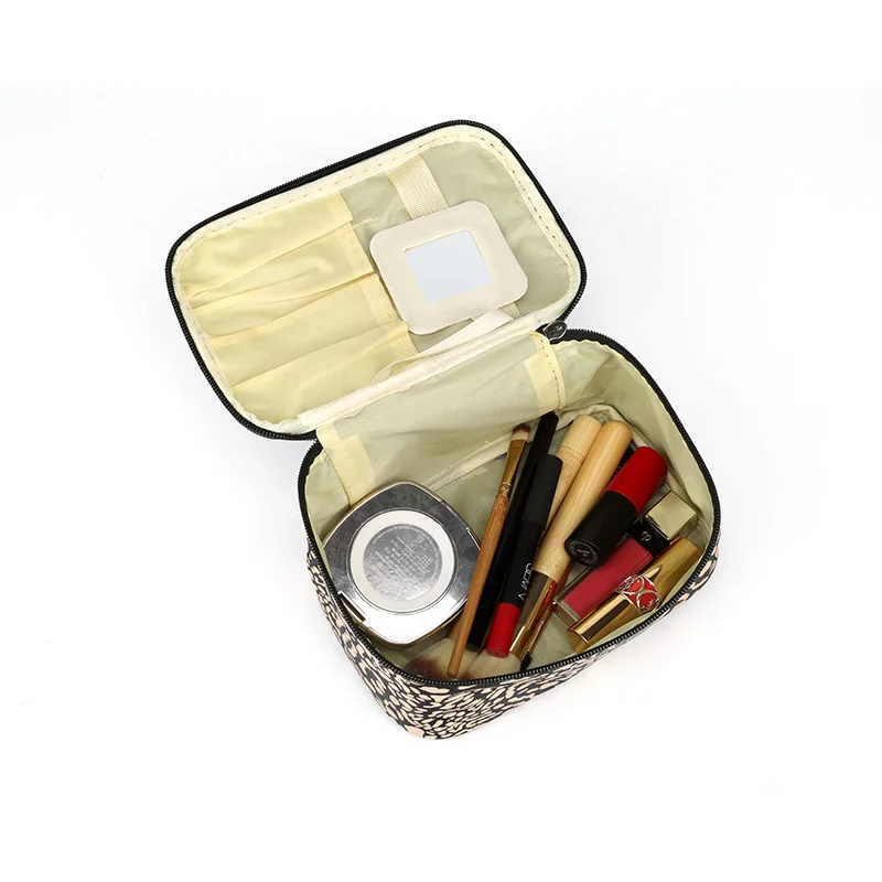 Original Factory Leopard Printed Competitive Price Women Square Custom Logo Cosmetic Toiletry Bag