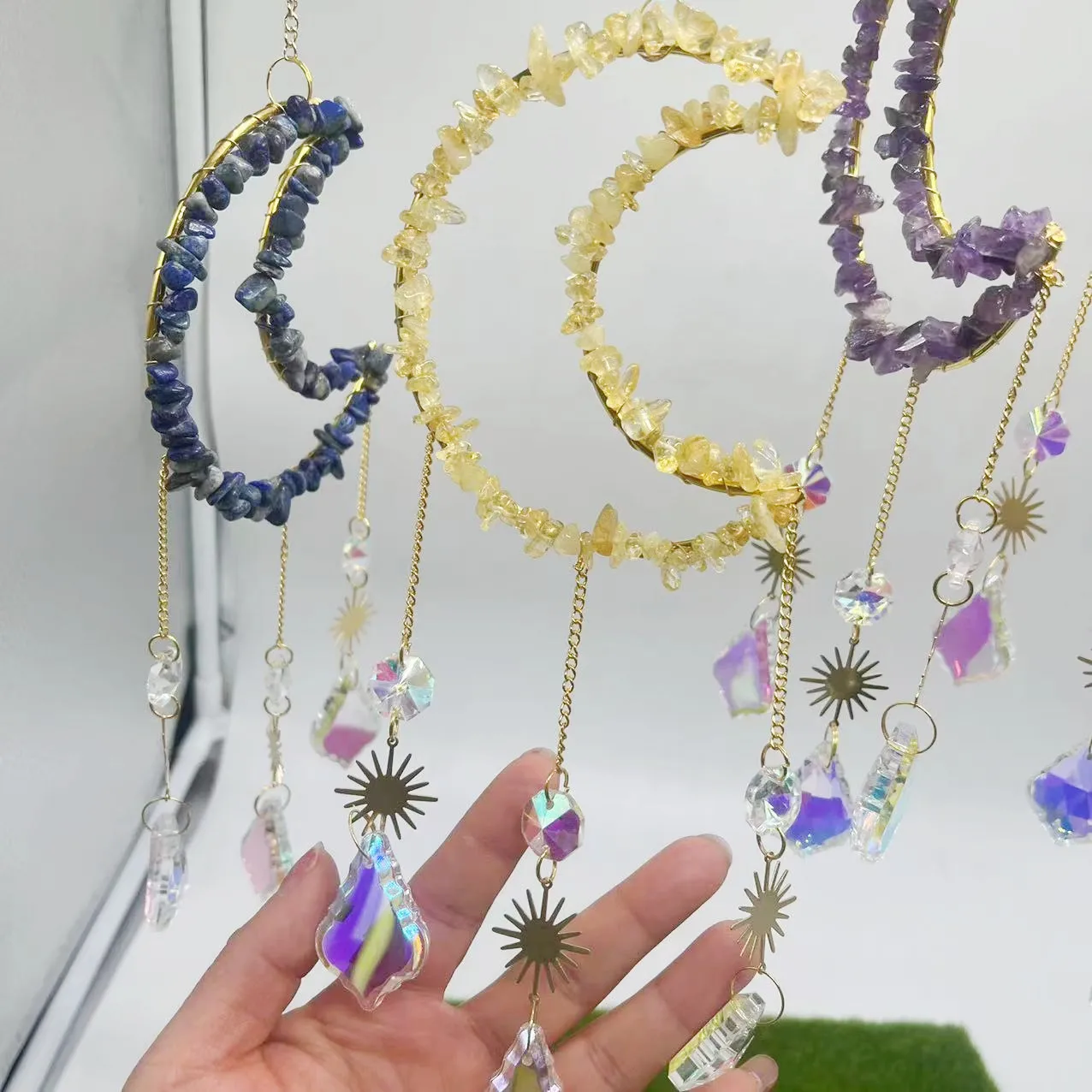 Hanging K9 Crystal Sun Catcher Moon Crystal Suncatche Wind Chime Crystal Wind Chime Sun Catcher