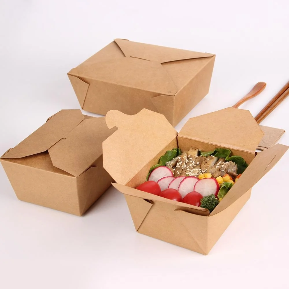 Customized size takeaway fruit salad container cardboard lunch boxes