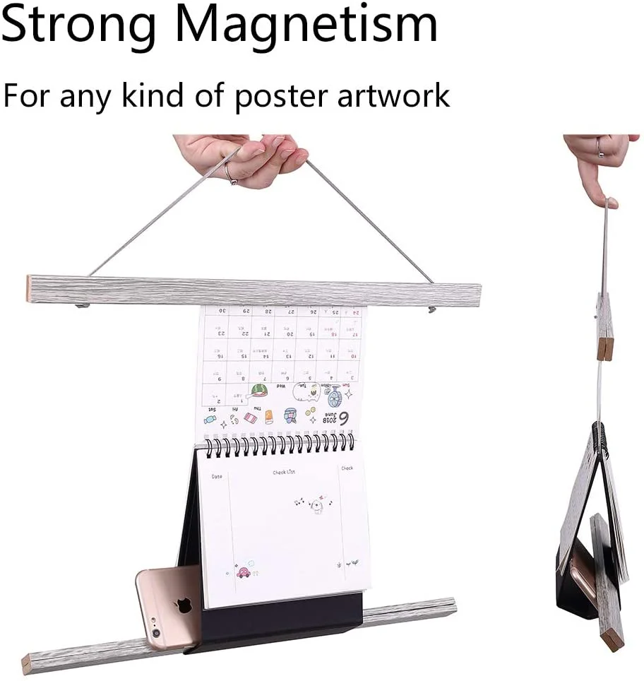 Custom Magnetic Poster Hanger Frame Light Wood Magnet Canvas Artwork Print Dowel Poster Hangers