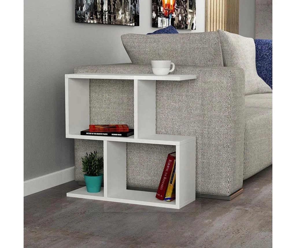 living room furniture wholesale S shaped side table modern wood simple coffee table with shelf
